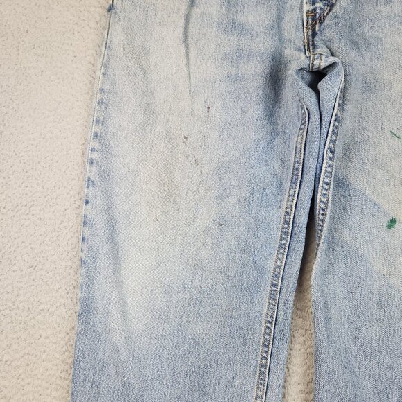 Levi's 550 Relaxed Fit Straight Leg Light Wash Denim Jeans Mens 36x32 Raw Hem - Picture 9 of 13